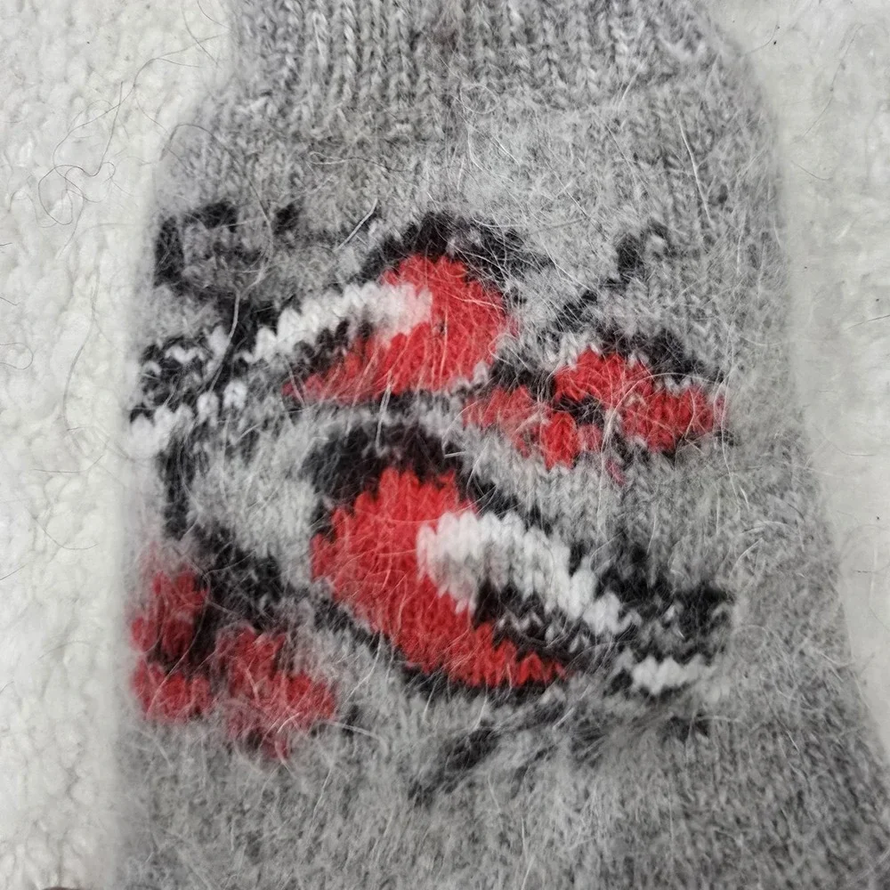 Handmade Goat Down Wool Socks Gray Bullfinch Winter Warm Soft‎ Fuzzy Unisex